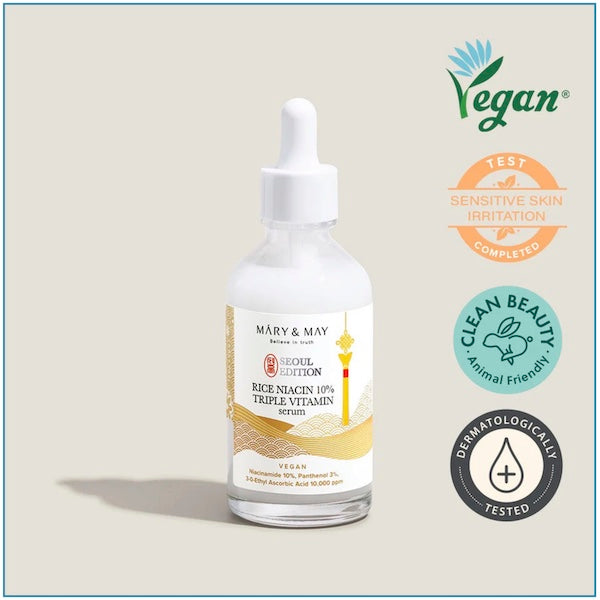 MARY & MAY Rice Niacin 10% Triple Vitamin Serum Seoul Edition (80ml) - www.Kskin.ie