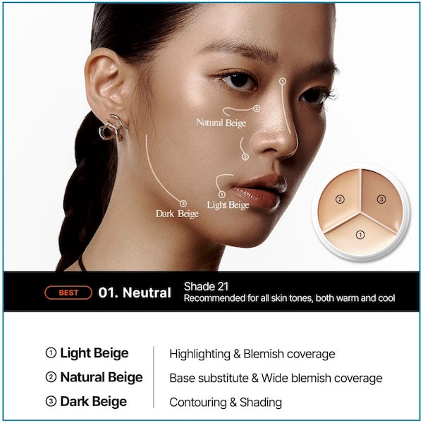 TFIT Cover Up Pro Concealer Triple Palette - 01 Neutral - www.Kskin.ie  