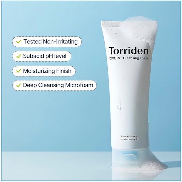 Torriden DIVE-IN Low Molecular Hyaluronic Acid Cleansing Foam 150ml - www.Kskin.ie  